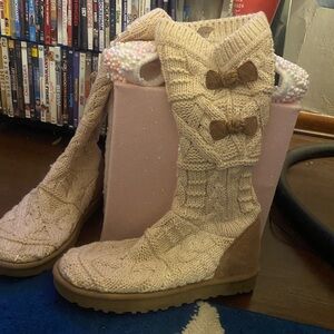 Cozy Knit UGG Boots with Bow Details